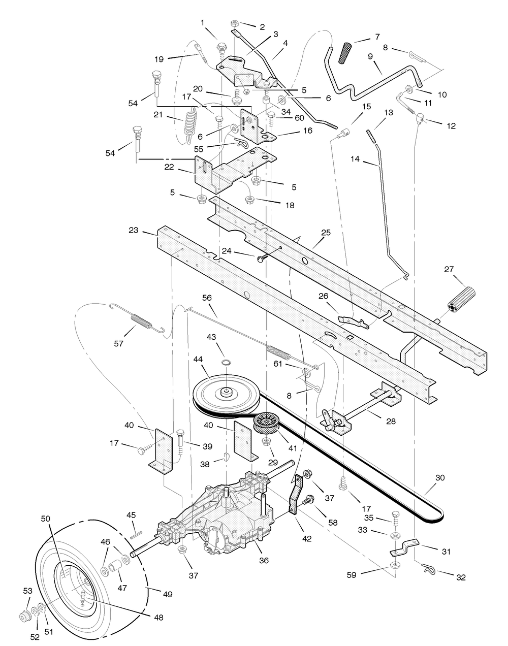 Motion Drive Diagram and Parts List for 425005X8B 2004 Briggs and Stratton Lawn Tractor